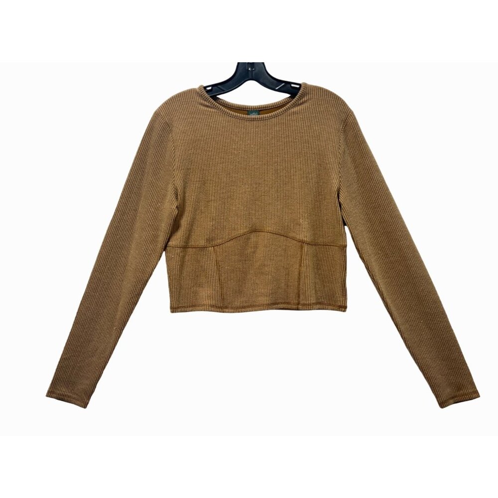 Wild Fable - Women's Ribbed Long Sleeve Crop Top - Brown - Extra Large